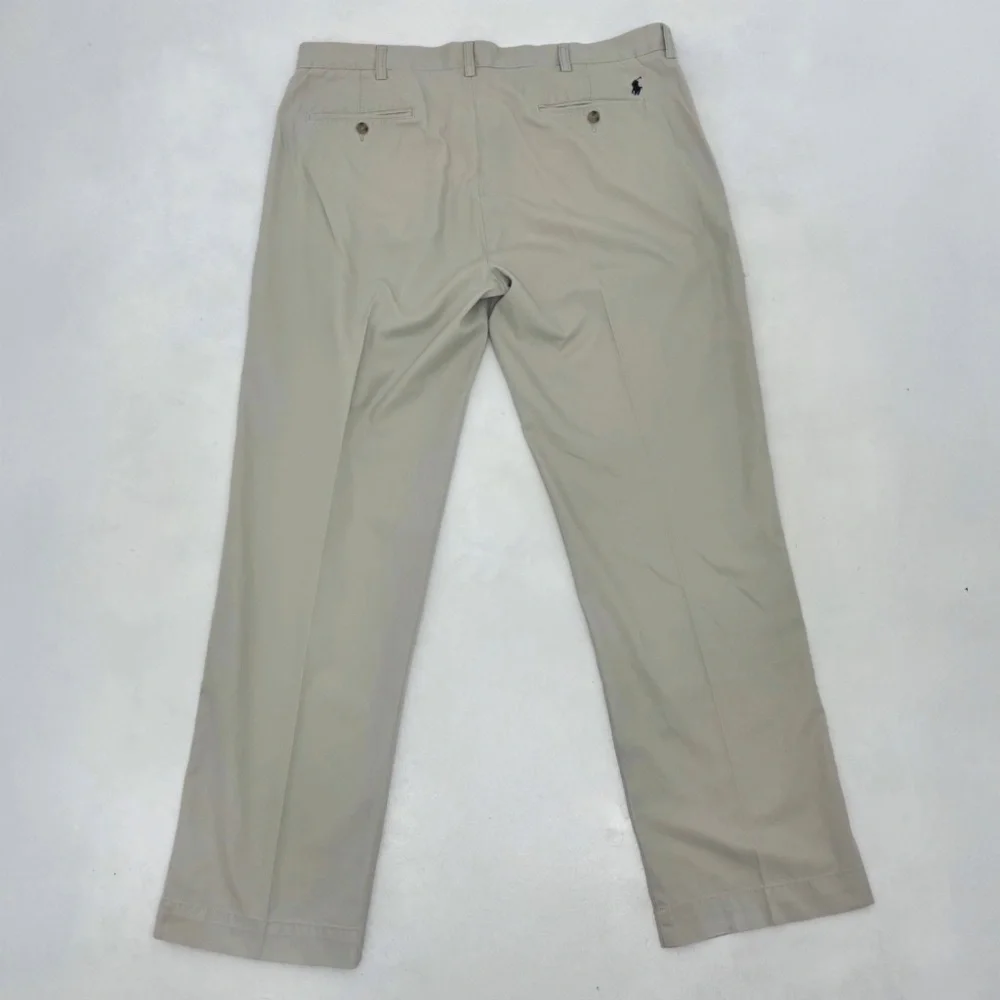 Polo Ralph Lauren Mens 38/32 Suffield Chino Pants Beige Flat Front Slash Pockets